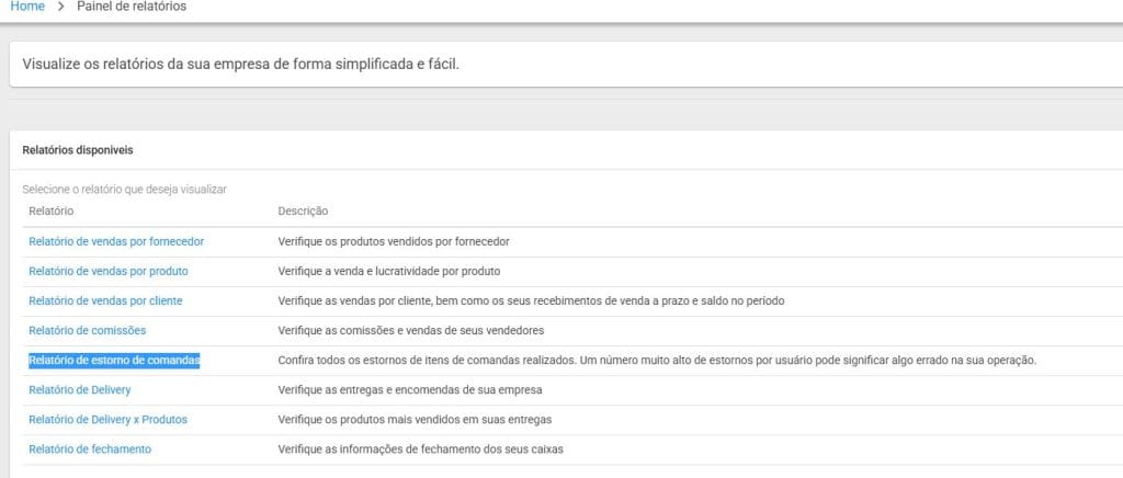 Relatório para evitar quebra de caixa restaurante